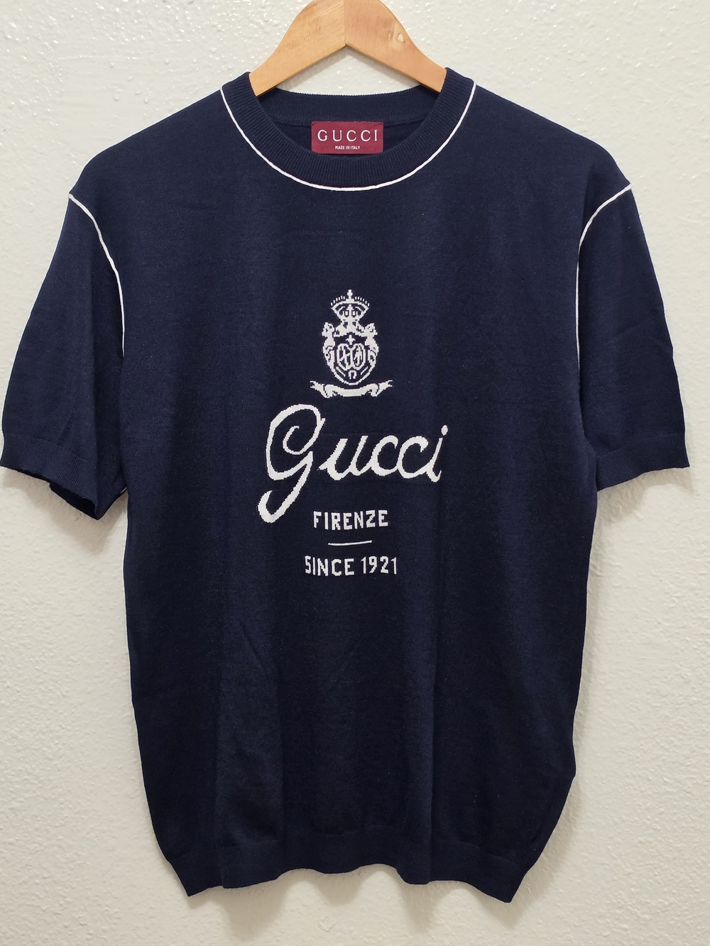 Gucci Logo Intarsia Knit T-Shirt, M